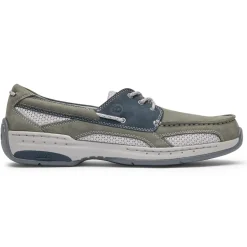 Wide>Rockport Men's Captain Boat Shoe Grey/NavyNubuck