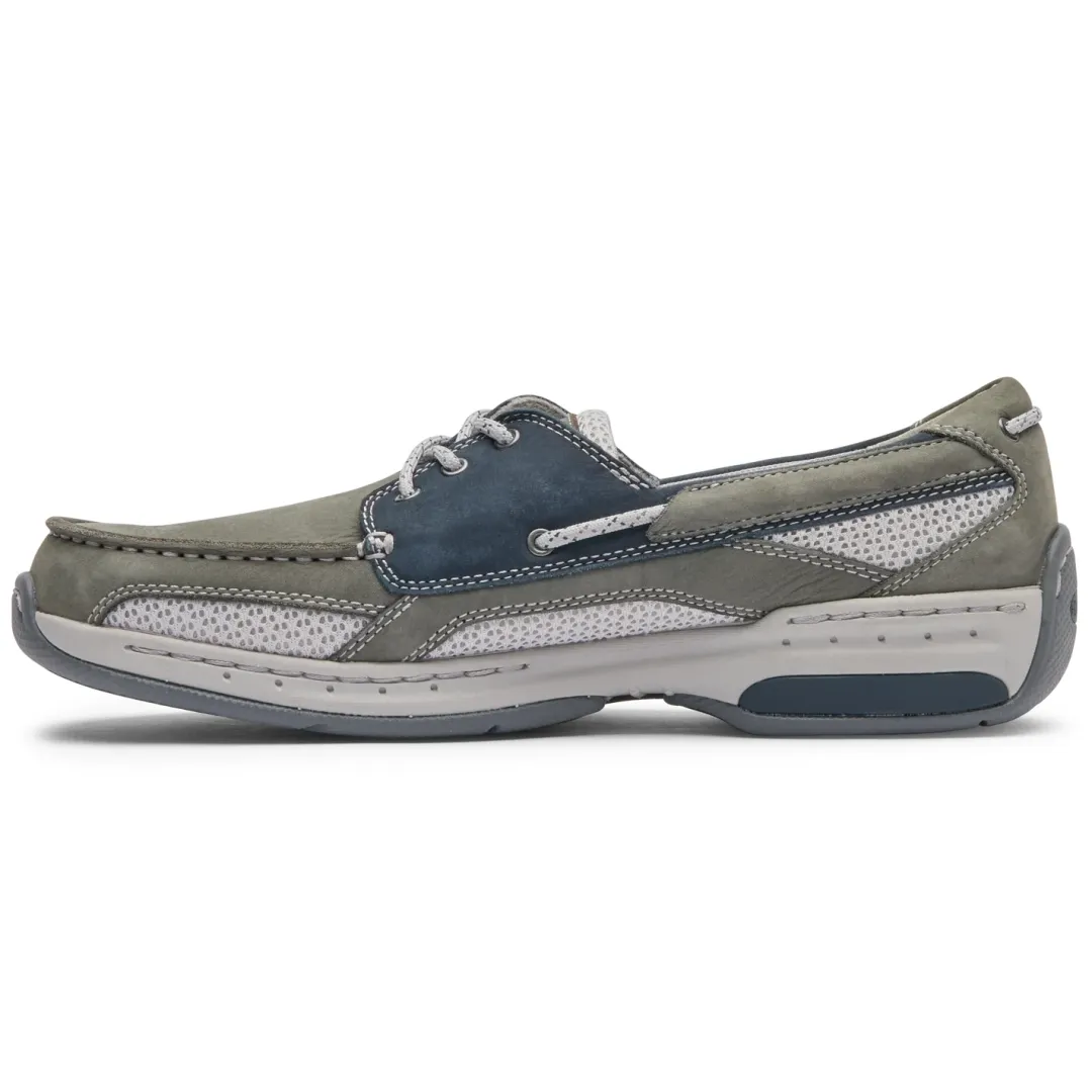 Wide>Rockport Men's Captain Boat Shoe Grey/NavyNubuck