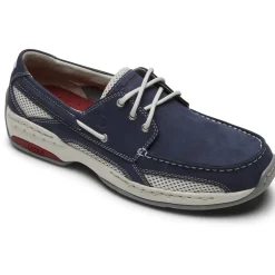 Wide>Rockport Men's Captain Boat Shoe NAVYNUBUCK
