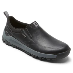 Wide>Rockport Men's Glastonbury Waterproof Slip-On Shoe BLACKLEATHER/SUEDE