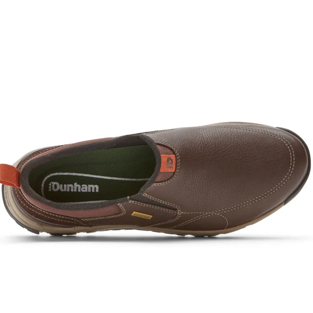 Wide>Rockport Men's Glastonbury Waterproof Slip-On Shoe BROWNLEATHER/SUEDE
