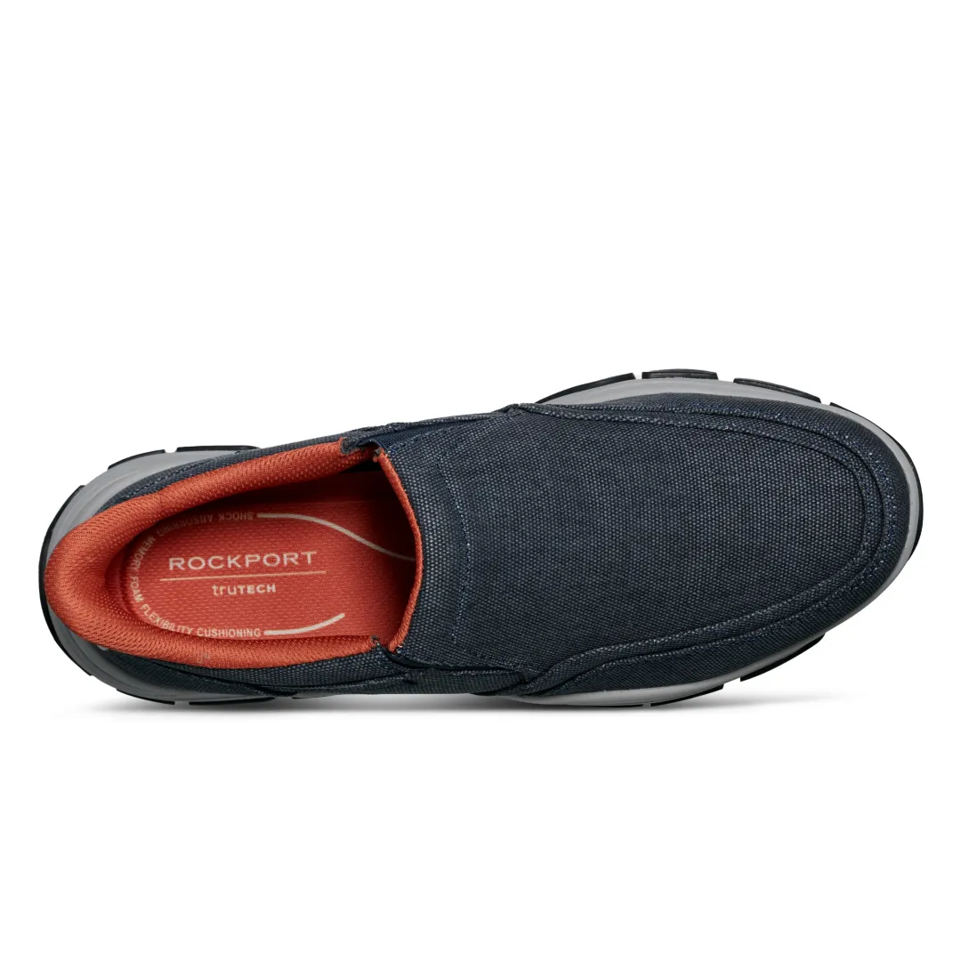 Sneakers|Sneakers>Rockport Men's Reece Step Activated Casual Slip-on DarkBlueCanvas