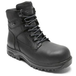 Boots>Rockport Men's 8000Works Waterproof Safety Plain Toe Boot BLACKTEXTUREDLEA