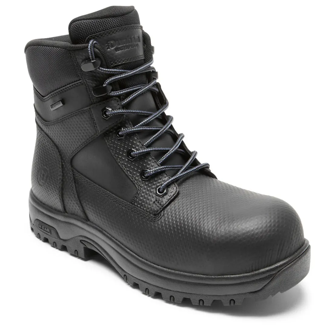 Boots>Rockport Men's 8000Works Waterproof Safety Plain Toe Boot BLACKTEXTUREDLEA
