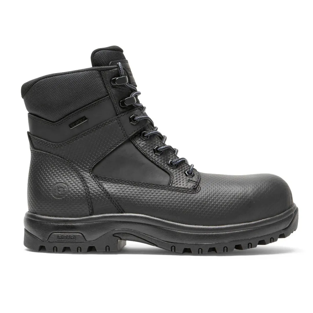 Boots>Rockport Men's 8000Works Waterproof Safety Plain Toe Boot BLACKTEXTUREDLEA
