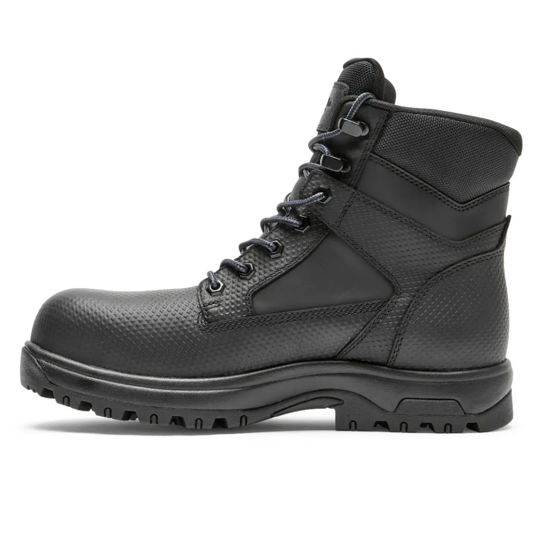 Boots>Rockport Men's 8000Works Waterproof Safety Plain Toe Boot BLACKTEXTUREDLEA