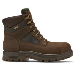 Boots>Rockport Men's 8000Works Waterproof Safety Plain Toe Boot BROWNLEATHER