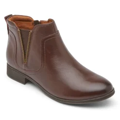 Boots>Rockport Women's Crosbie Gore Bootie BROWNLTHR