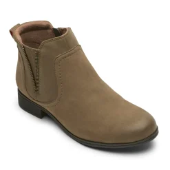 Boots>Rockport Women's Crosbie Gore Bootie FORESTNUBUCK