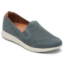 Walking Shoes>Rockport Women's Lidia Slip-On Shoe StoneBlue