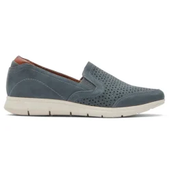 Walking Shoes>Rockport Women's Lidia Slip-On Shoe StoneBlue