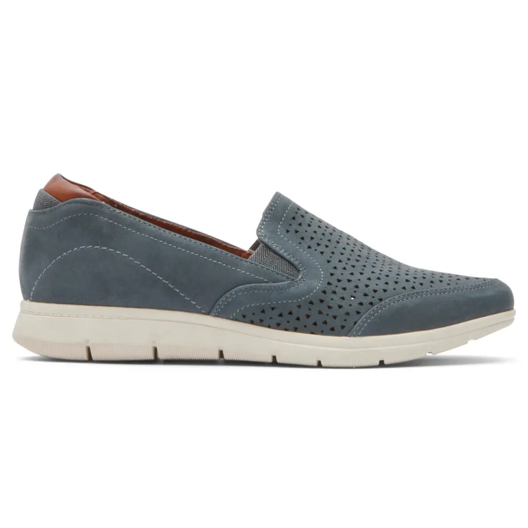 Walking Shoes>Rockport Women's Lidia Slip-On Shoe StoneBlue