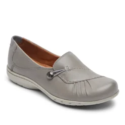 Walking Shoes>Rockport Women's Paulette Slip-On Shoe GreyLeather
