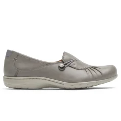 Walking Shoes>Rockport Women's Paulette Slip-On Shoe GreyLeather